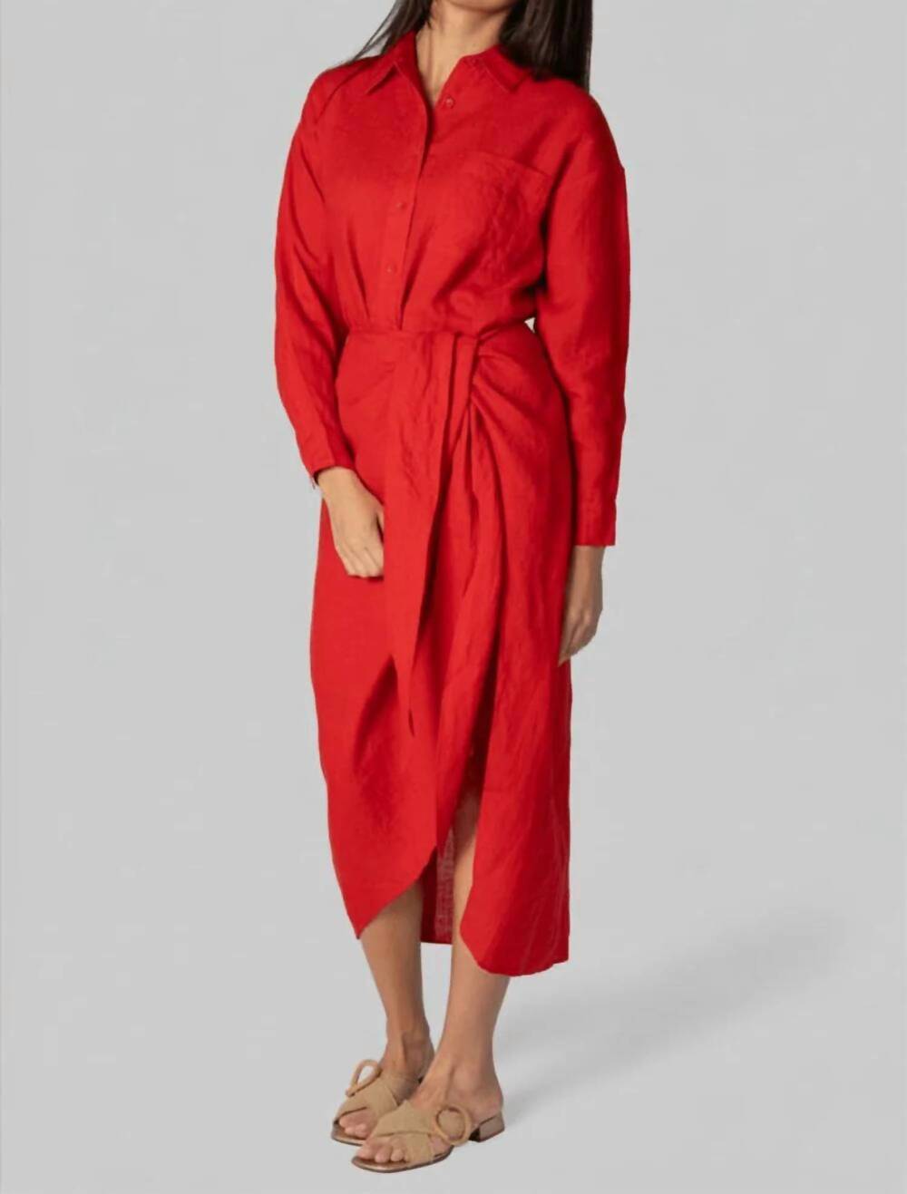 NEW APIECE APART alessandra sarong shirt dress in red